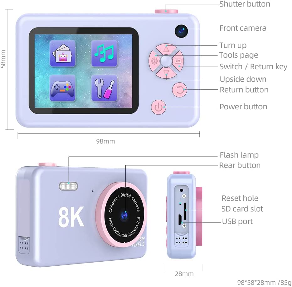 Buy My Cam Children 8K Digital Camera Purple | Yallatoys.com