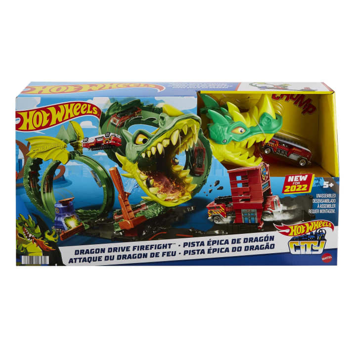 Buy Hot Wheels Track Set Firetruck City Dragon Drive Firefight Playset | Yallatoys.com