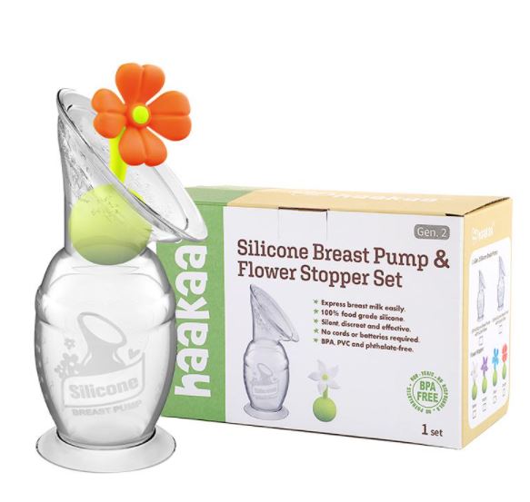 Haakaa 150Ml Silicone Breast Pump & Stopper Gift Box Orange Haakaa Yallatoys