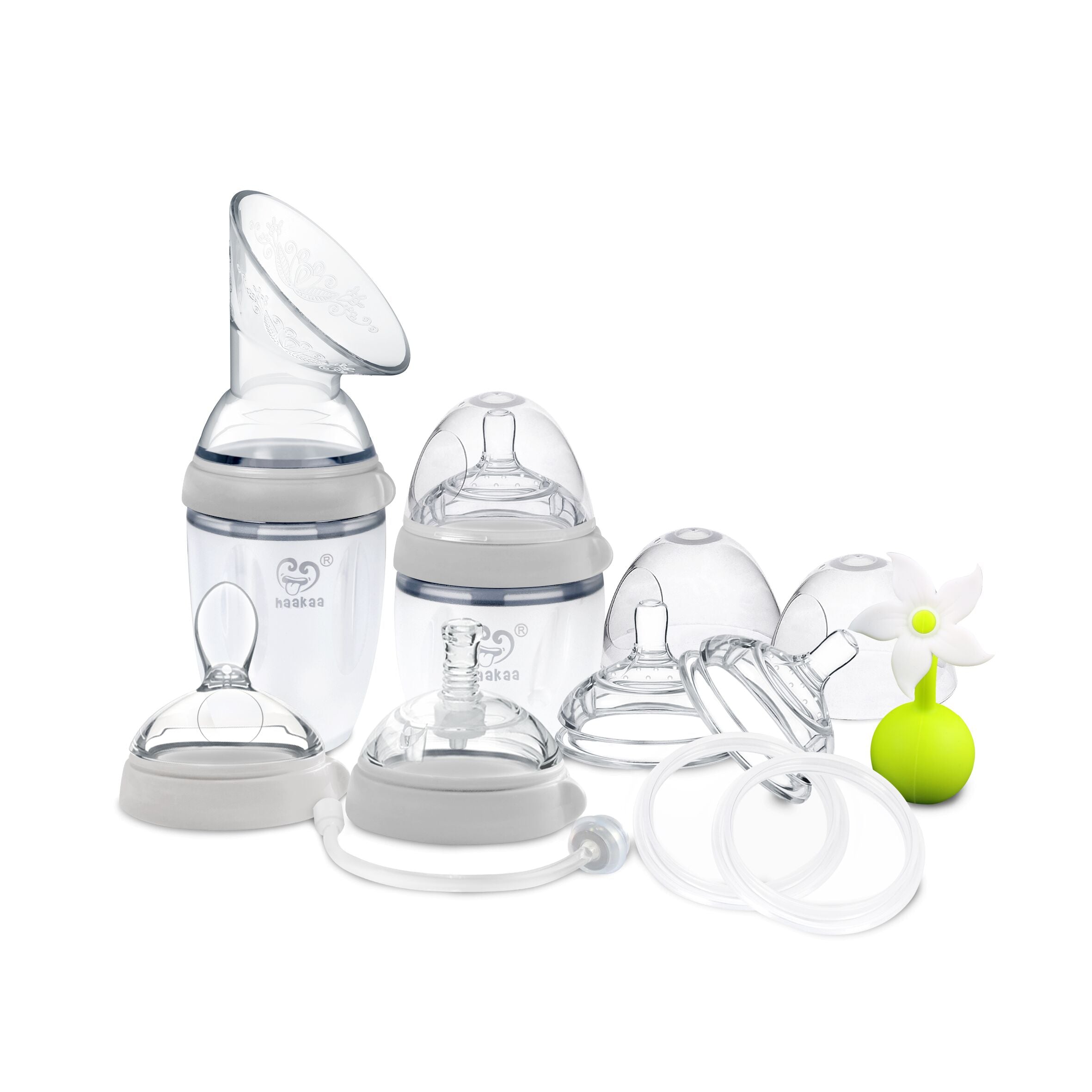 Haakaa Gen 3 Premium Silicone Pump And Bottle Pack -Grey Haakaa Yallatoys