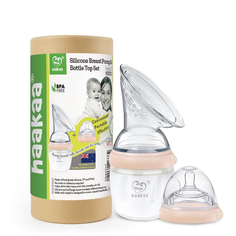 Haakaa Gen 3 Silicone Pump & Bottle Set Peach Haakaa Yallatoys