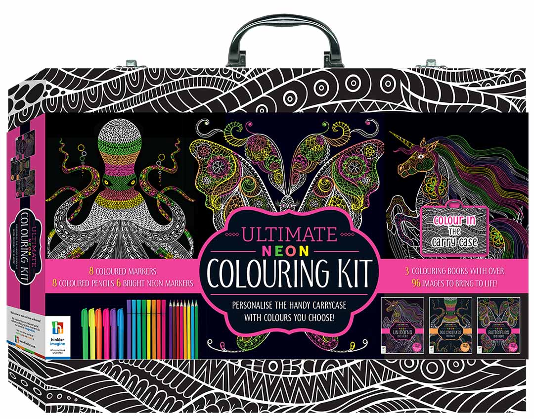 Buy Hinkler Kaleidoscope Ultimate Neon Colouring Carry Case | Yallatoys.com