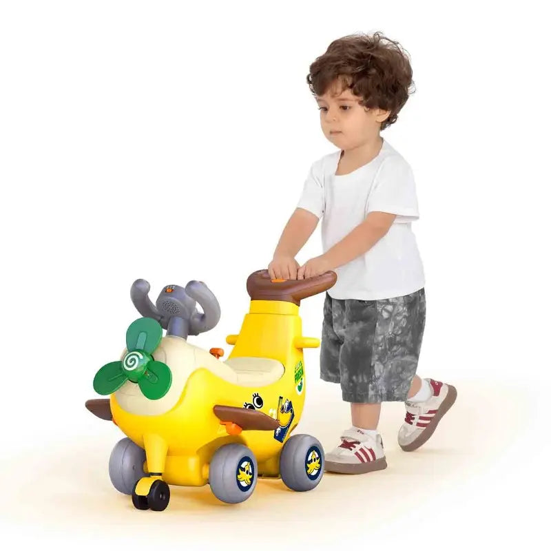 Buy Hola Interactive Ride On Airplane Banana Push Handle 4 in 1 | Yallatoys.com
