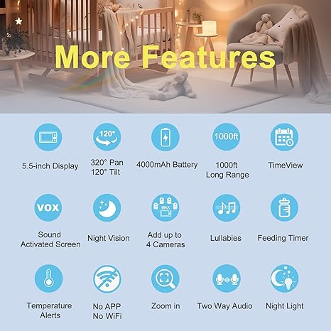 Hello Baby 720P 5.5 HD Baby Monitor with Camera & Audio With No Wifi Hello Baby Yallatoys