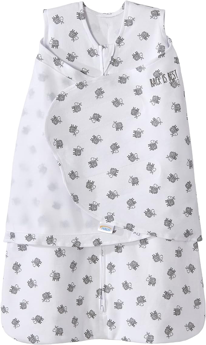 Halo Sleep Sack Swaddle 1.5 Tog Cotton White 3-6m Halo Yallatoys
