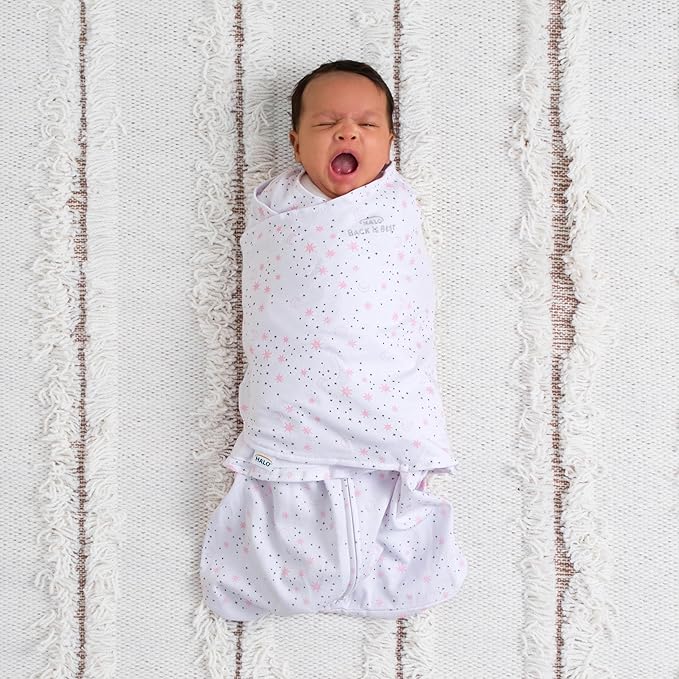 Halo Sleep Sack Swaddle 1.5 Tog Cotton Midnight Moons Pink 0-3m Halo Yallatoys