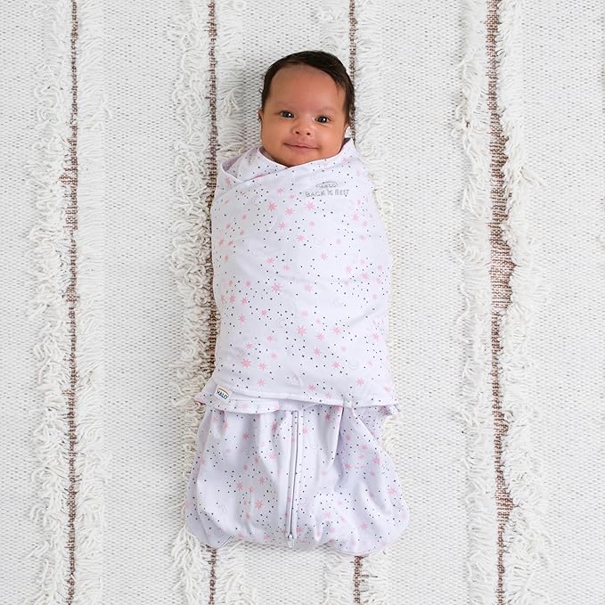 Halo Sleep Sack Swaddle 1.5 Tog Cotton Midnight Moons Pink 0-3m Halo Yallatoys