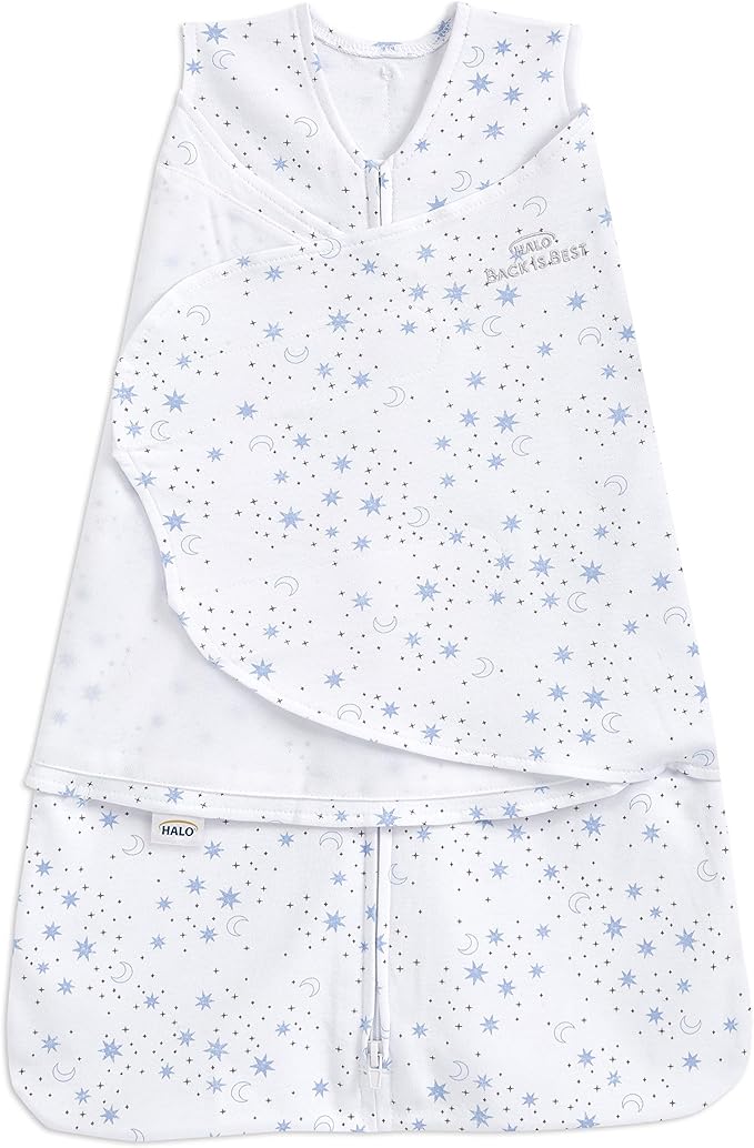 Halo Sleep Sack Swaddle 1.5 Tog  Cotton Midnight Moons Blue 0-3m Halo Yallatoys