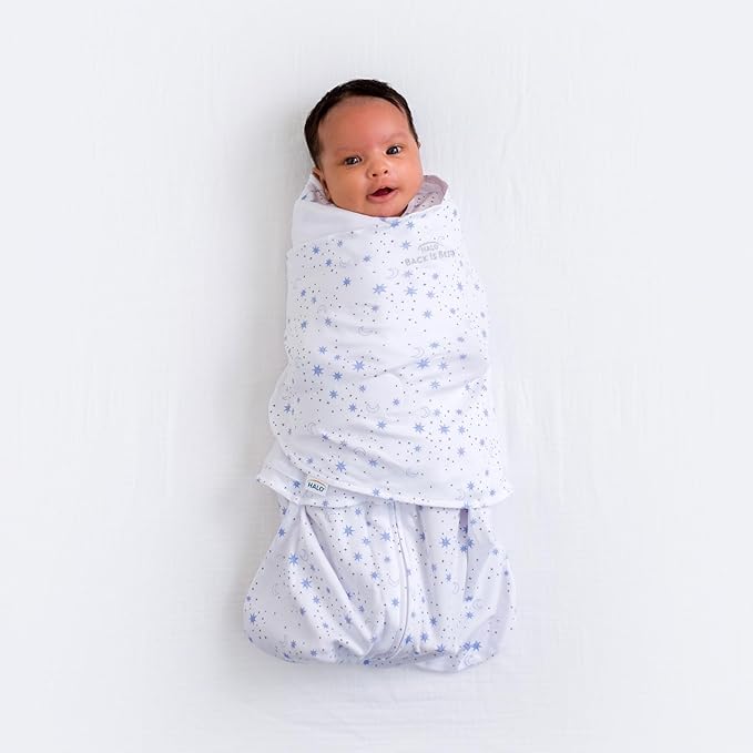 Halo Sleep Sack Swaddle 1.5 Tog  Cotton Midnight Moons Blue 0-3m Halo Yallatoys