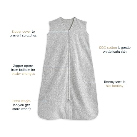 Halo Sleep Sack Sleeping Bag 0.5 Tog Cotton Heather Grey 18-36m Halo Yallatoys
