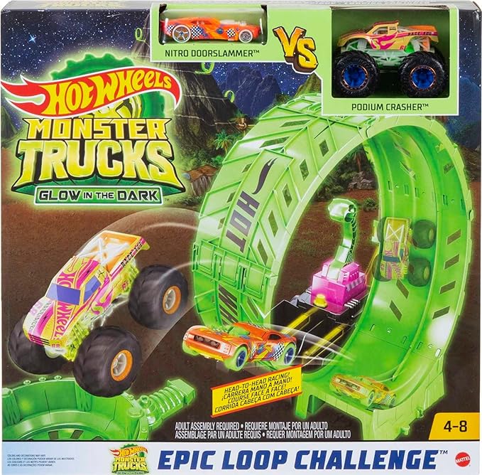 Buy Hot Wheels Monster Trucks Glow in the Dark Epic Loop Challenge Play Set | Yallatoys.com