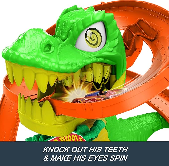 Buy Hot Wheels Toy Car Track Set City T Rex Blaze Battle Playset  | Yallatoys.com