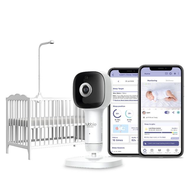 Hubble Connected Sky Vision AI Camera With Adjustable Crib Mount White Hubble Yallatoys