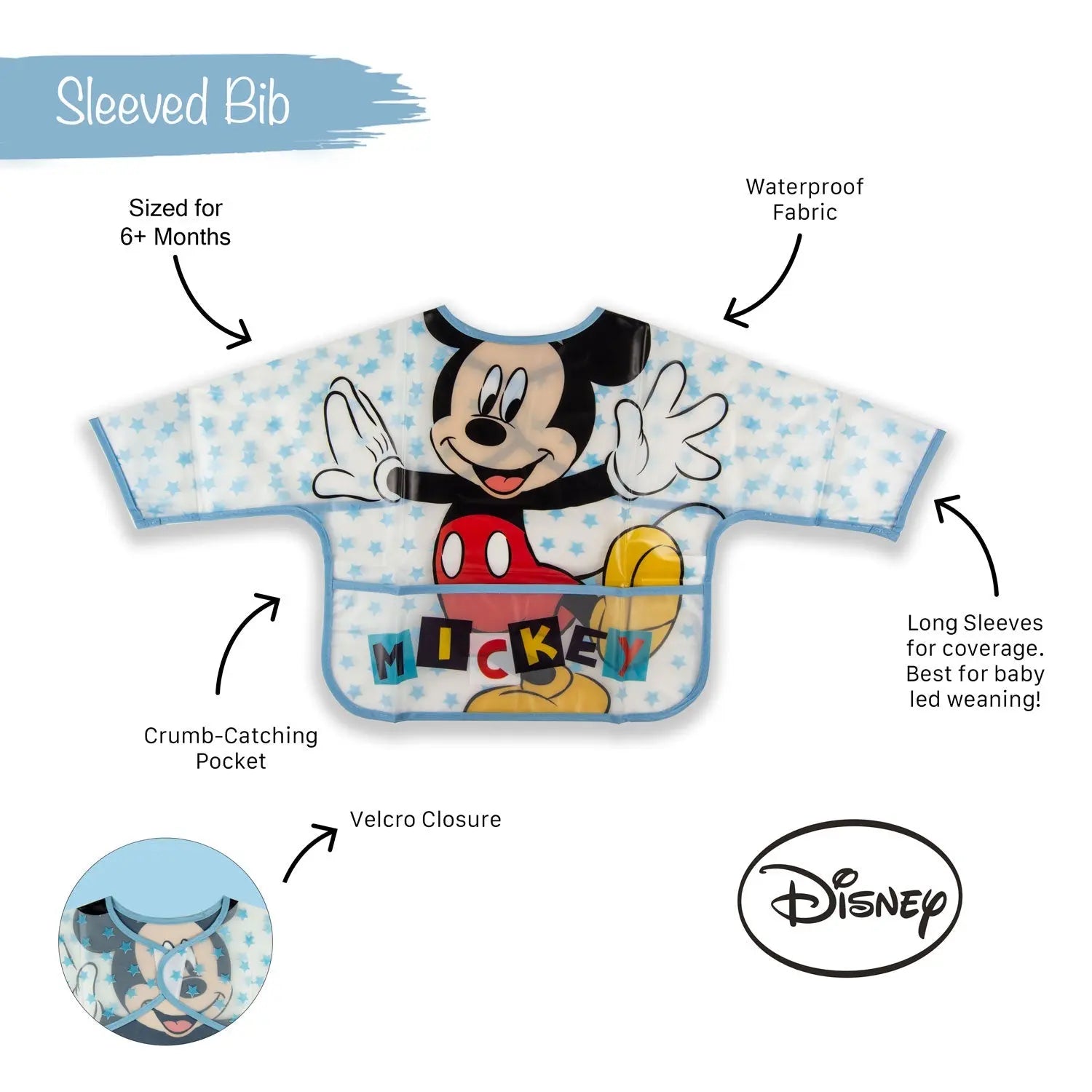 Infant Bib Disney Sleeved Bib  Mickey Infant Bib Yallatoys