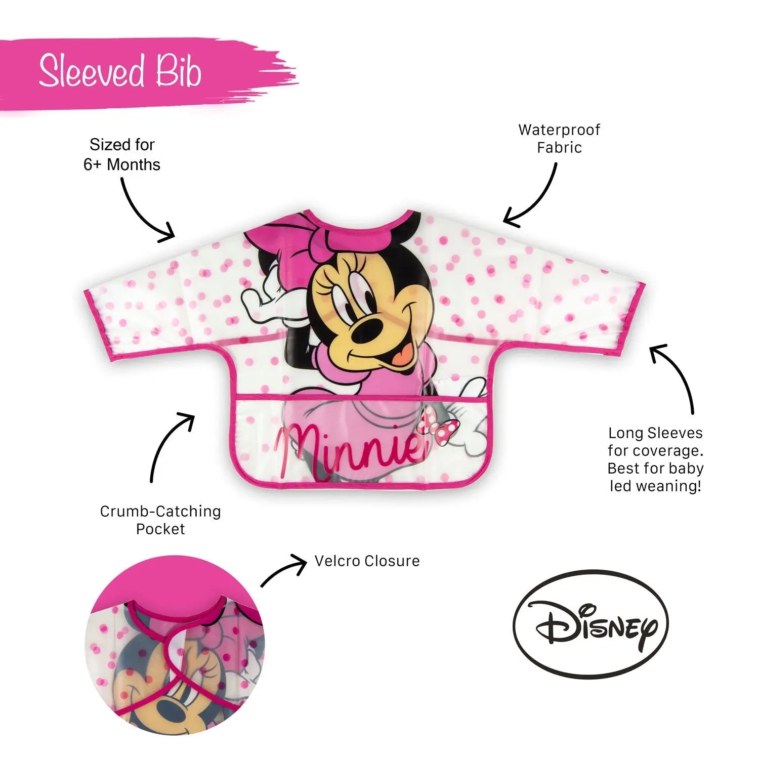 Infant Bib Disney Sleeved Bib  Minnie Infant Bib Yallatoys