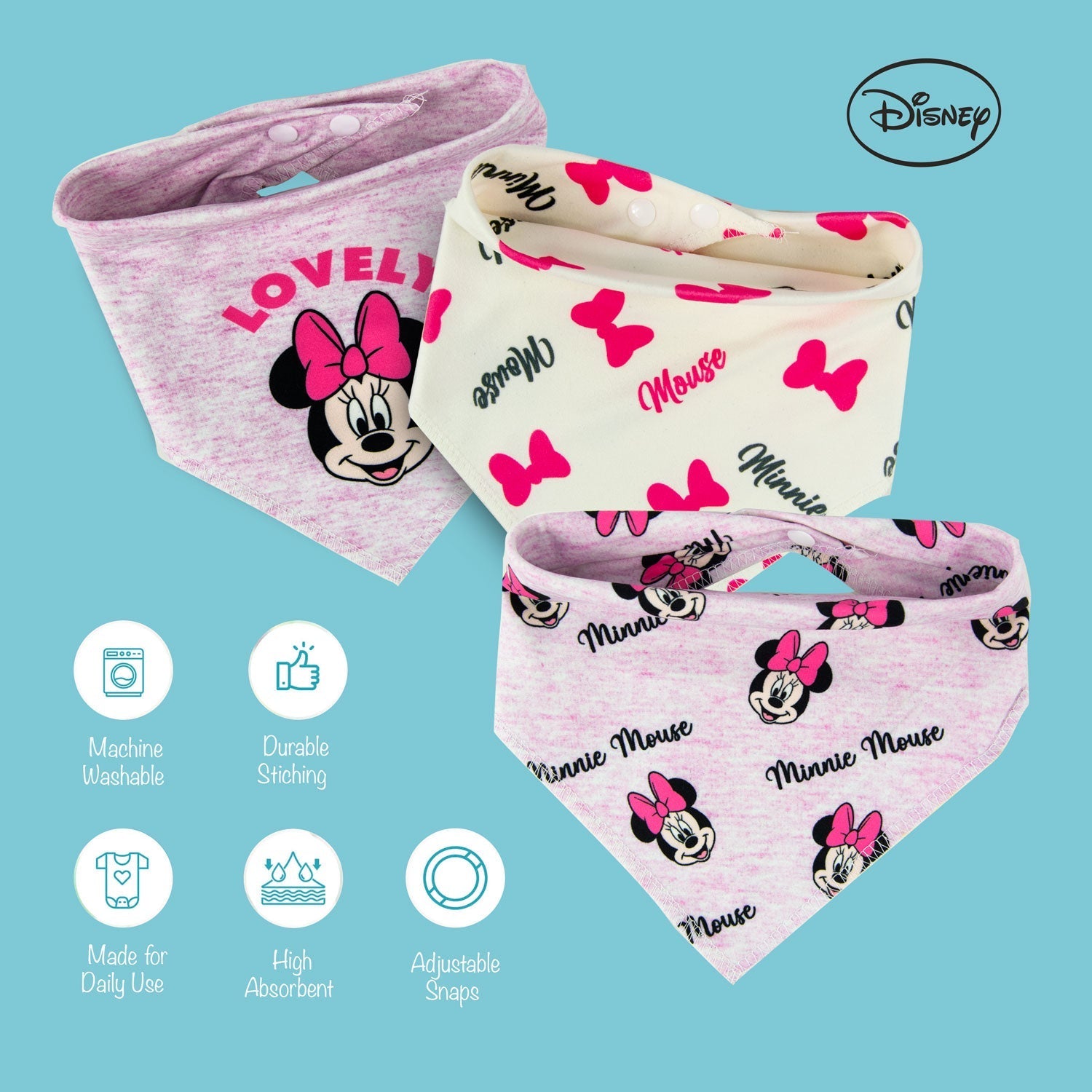 Infant Bib Po3 Mickey Bandana Bibs - 2 Infant Bib Yallatoys