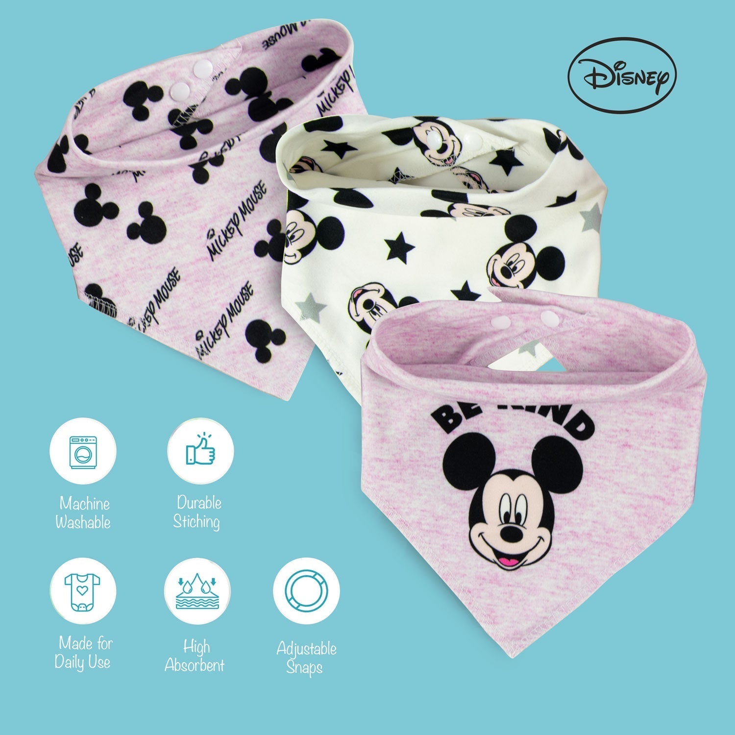 Infant Bib Po3 Mickey Bandana Bibs - 1 Infant Bib Yallatoys