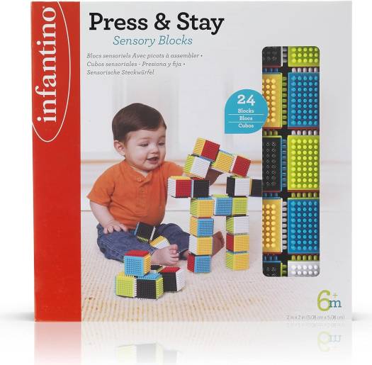 Buy Infantino Baby Press & Stay Sensory Block Activity Toy 24 Pcs | Yallatoys.com