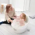 Shnuggle Toddler Bath Tub with Plug and Seat Support White Shnuggle