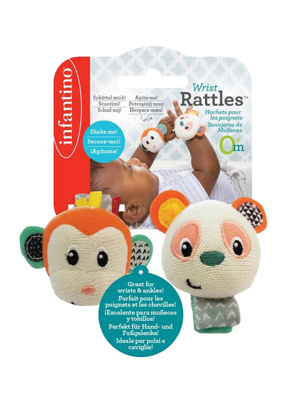 Buy Infantino Wrist Rattles Monkey & Panda | Yallatoys.com