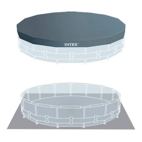 Buy Intex Prism Frame Premium Round Pool Set with Filter Ladder and Cover 4.5m x 1.2m (Free Installation in 24hrs) | Yallatoys.com