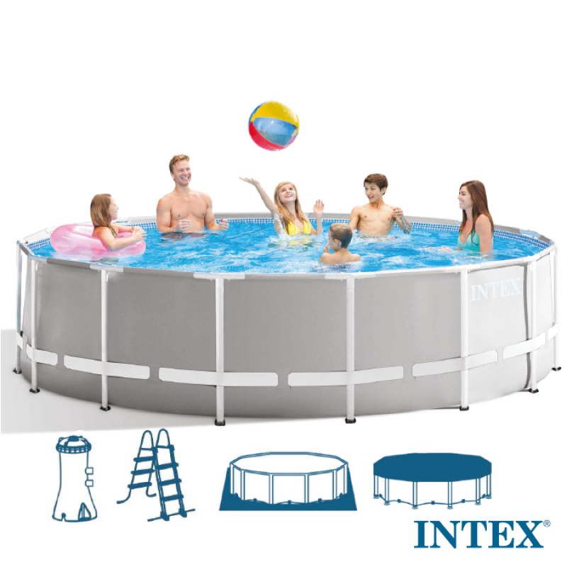 Buy Intex Prism Frame Premium Round Pool Set with Filter Ladder and Cover 5.5m x 1.2m (Free Installation in 24hrs) | Yallatoys.com