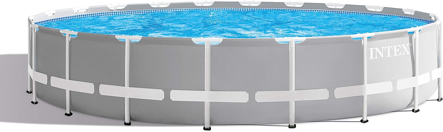 Buy Intex Prism Frame Premium Round Pool Set with Filter Ladder and Cover 6.1m x 1.3m (Free Installation in 24hrs) | Yallatoys.com