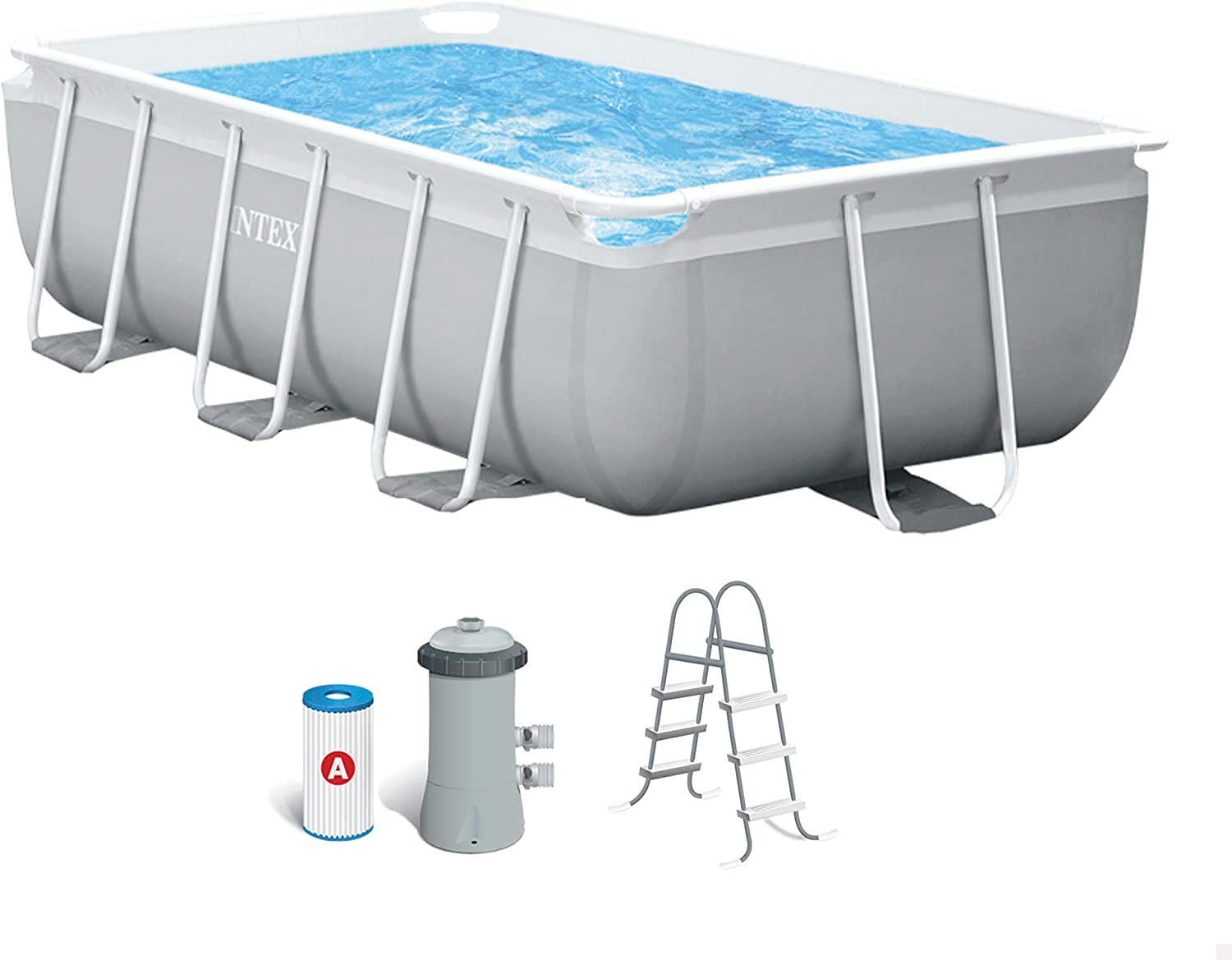 Buy Intex Prism Frame Rectangular Pool Set with Filter Pump & Ladder 3m x 1.7m x 0.8m (Free Installation in 24hrs) | Yallatoys.com