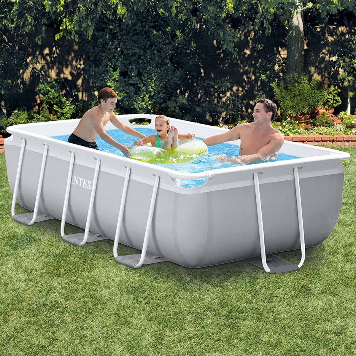 Buy Intex Prism Frame Rectangular Pool Set with Filter Pump & Ladder 3m x 1.7m x 0.8m (Free Installation in 24hrs) | Yallatoys.com