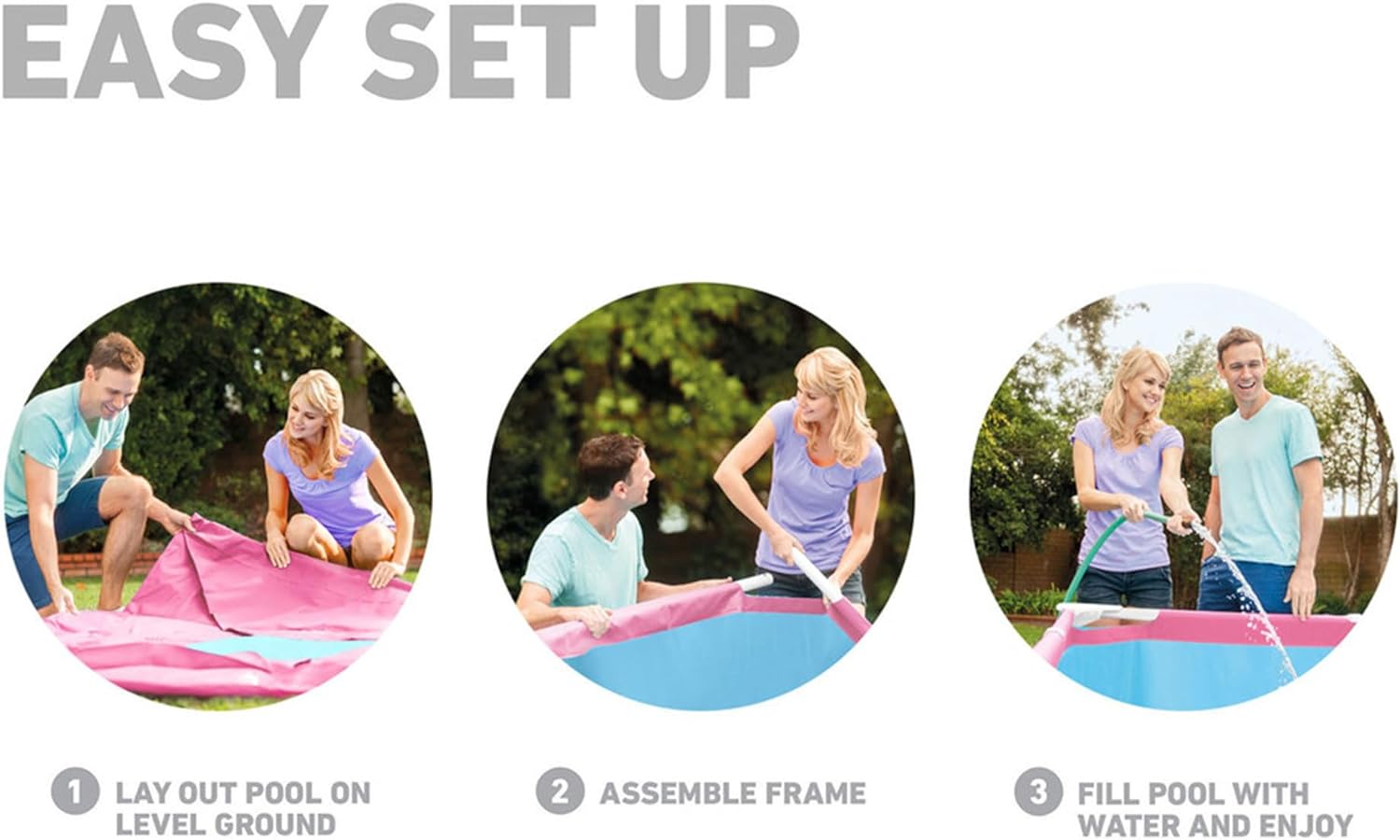 Buy Intex Pinkmetal Frame Pool Set 2.4m x 2.4m x 0.61m | Yallatoys.com
