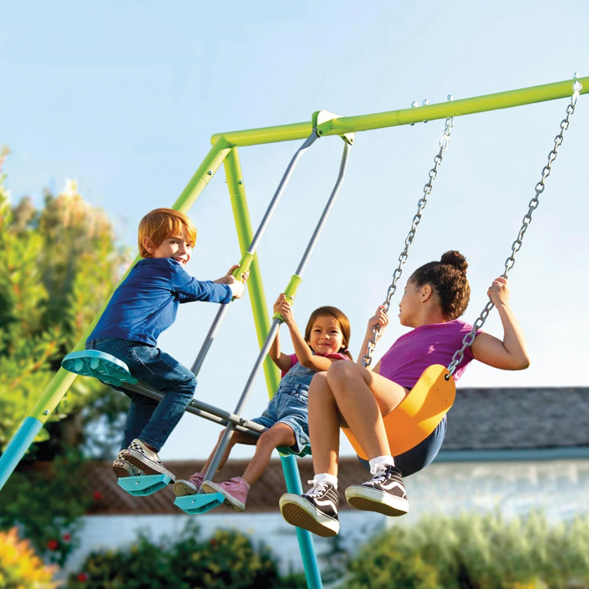 Buy Intex Two Feature Colored Playground Swing Set with Trapeze Bar | Yallatoys.com