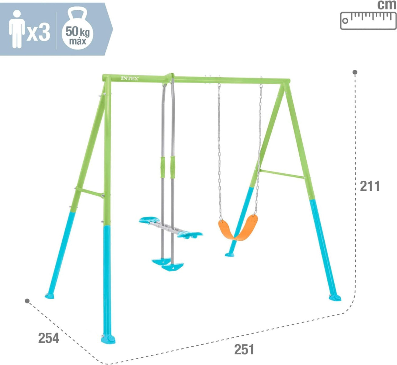 Buy Intex Two Feature Colored Playground Swing Set with Trapeze Bar | Yallatoys.com