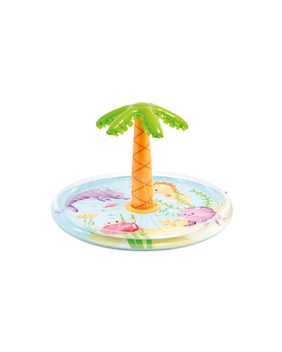 Intex Palm Tree Spray Pool - Palm tree themed kiddie pool with water spray - tropical outdoor splash fun for kids - yallatoys.com