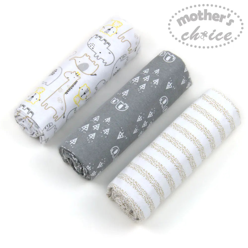 Mothers Choise Item: 3Pk Flannel Receiver With Overlock Binding  - 1 Mothers Choice Yallatoys