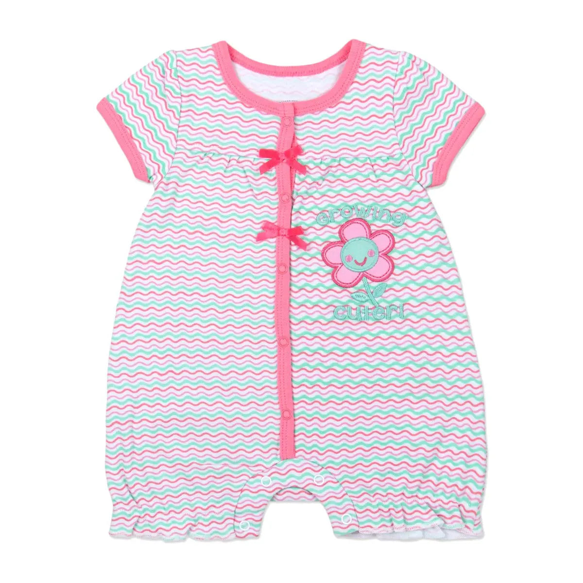 Mothers Choice Infants Short Sleeves Romper,Pink Mothers Choice