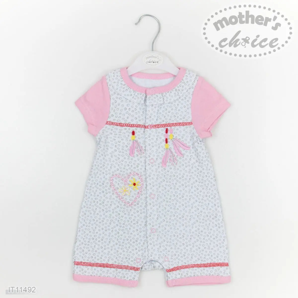 Mothers Choice Baby Short Sleeve Romper.White Mothers Choice
