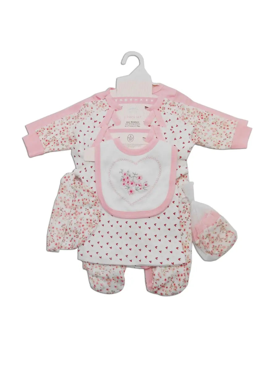 Mothers Choice Baby 8 Pcs Set Of Grower, Bodysuit, Pants, Bib, Hat, Socks, Tee & Tops - Pink Mothers Choice