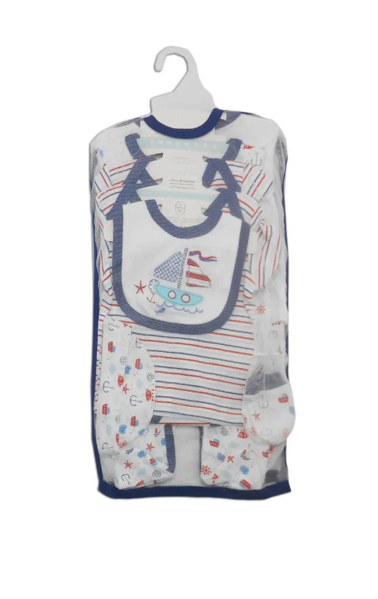 Mothers Choice Baby 8 Pcs Set Of Grower, Bodysuit, Pants, Bib, Hat, Socks, Tee & Tops - Blue Mothers Choice