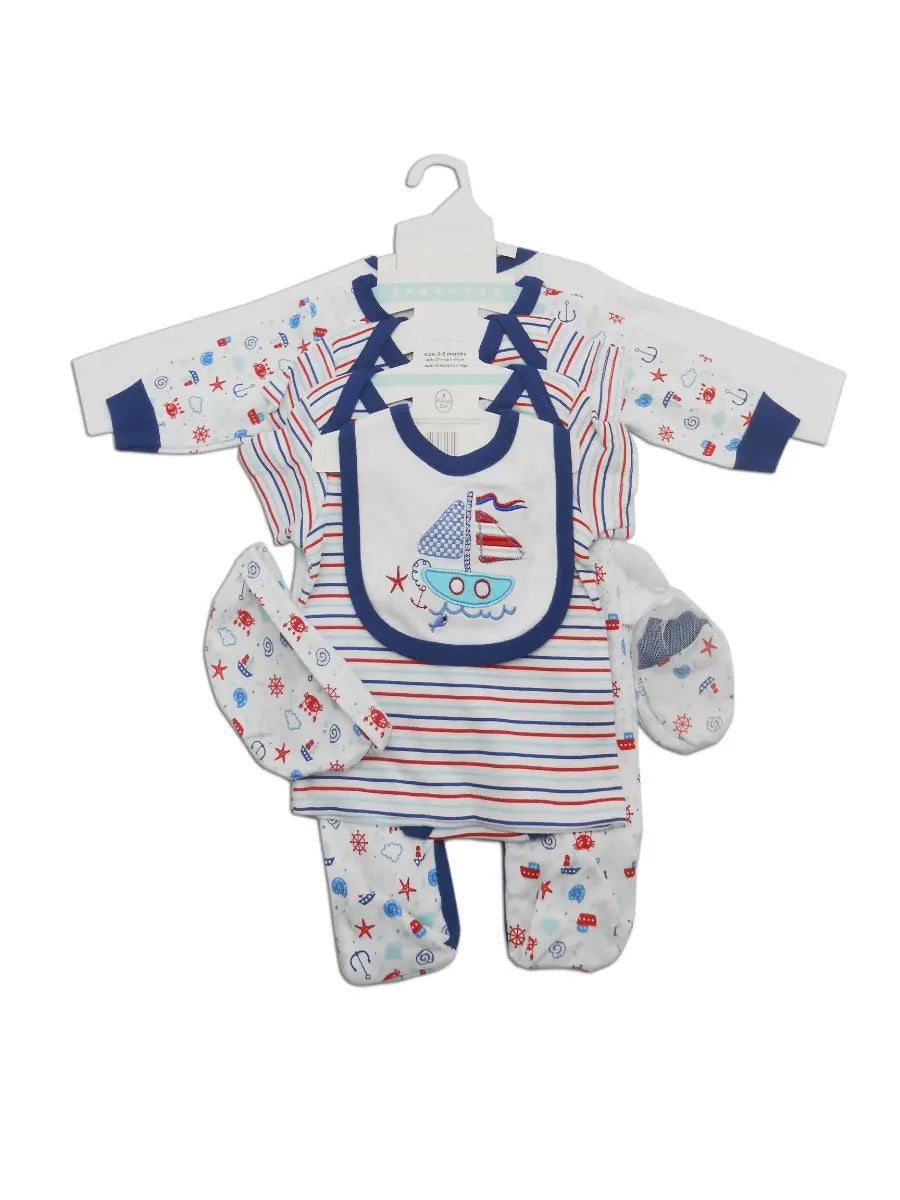 Mothers Choice Baby 8 Pcs Set Of Grower, Bodysuit, Pants, Bib, Hat, Socks, Tee & Tops - Blue Mothers Choice
