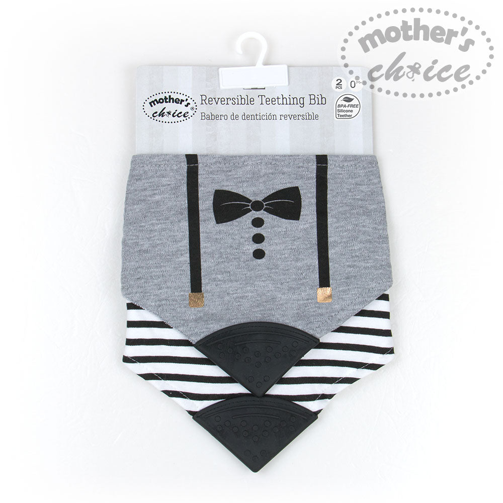 Mother'S Choice-Baby 2 Pack Bandana Teether Bib Set. Two Buttons Close Grey Mothers Choice Yallatoys