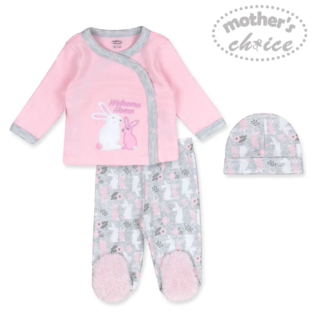 Mothers Choice Baby 3 Pcs Set Of Top, Pants And Hat Mothers Choice