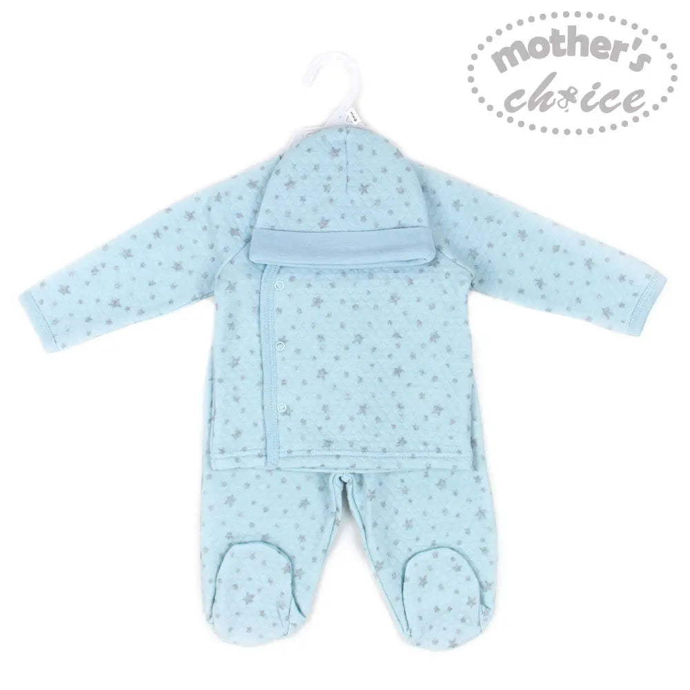 Mothers Choice Baby 3 Pcs Set Of Top, Pants & Hat Blue Mothers Choice