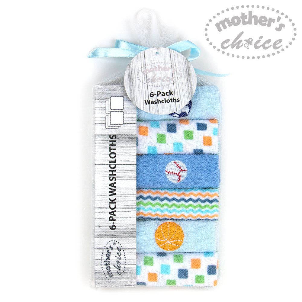 Mothers Choise Item: 6 Pk Face Cloth Set Mothers Choice Yallatoys