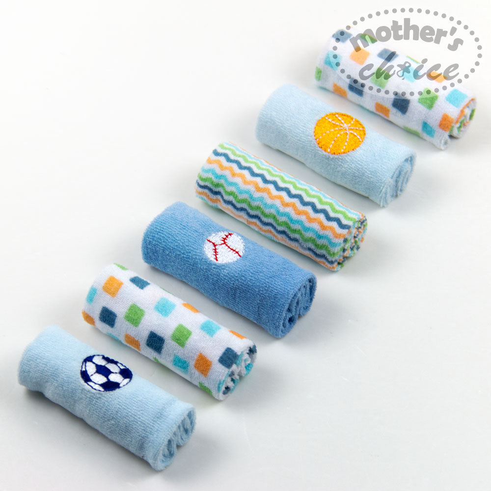 Mothers Choise Item: 6 Pk Face Cloth Set Mothers Choice Yallatoys