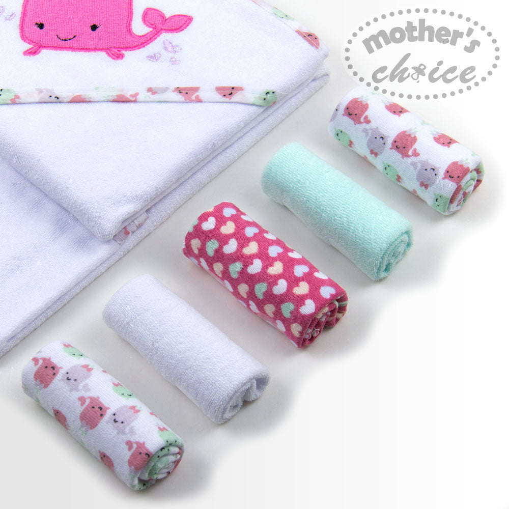 Mothers Choise Hooded Towel + 5 Face Cloth  - 1 Mothers Choice Yallatoys