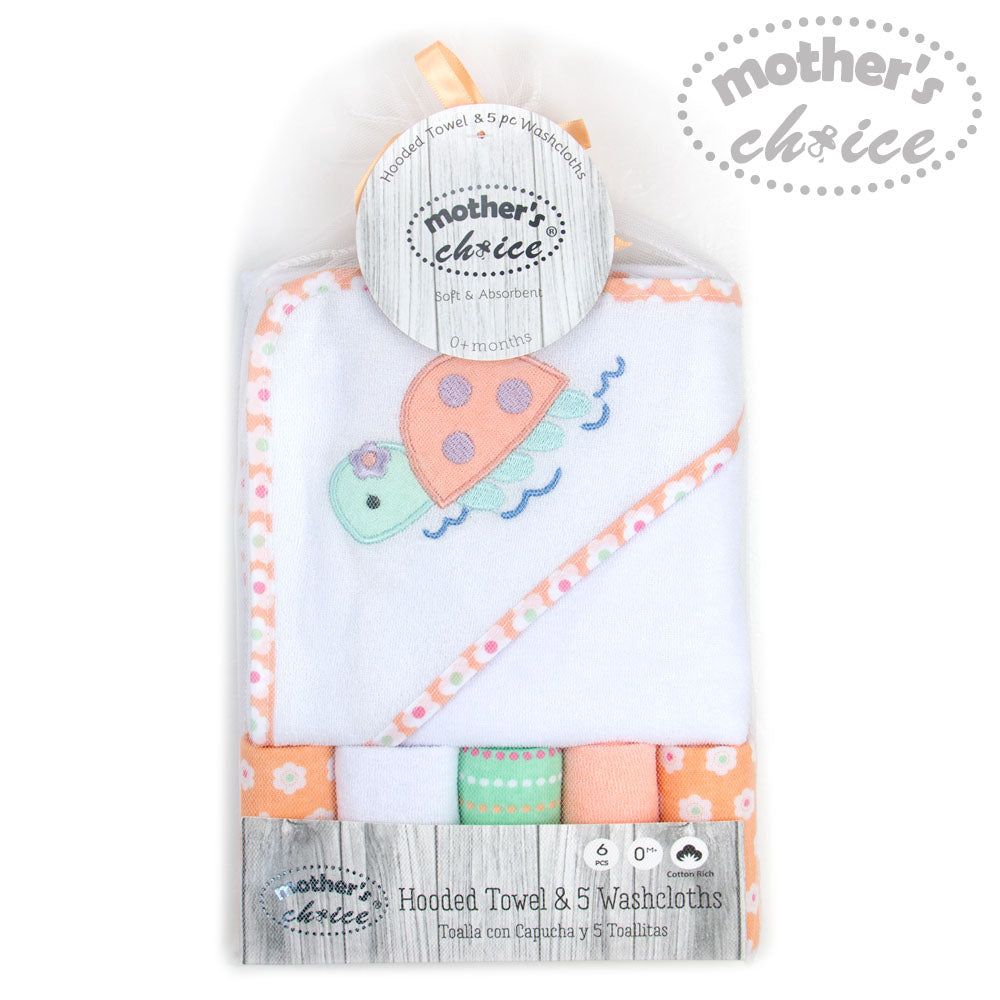 Mothers Choise Hooded Towel + 5 Face Cloth  - 2 Mothers Choice Yallatoys