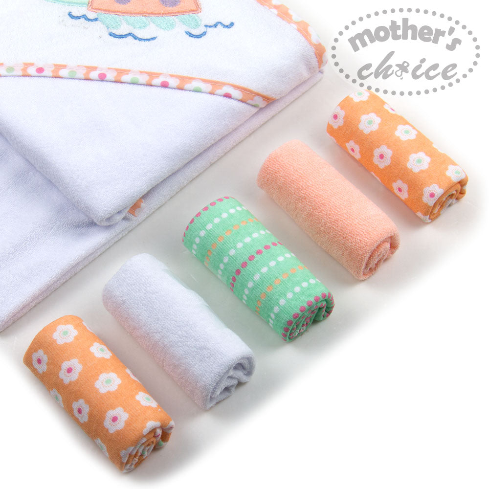 Mothers Choise Hooded Towel + 5 Face Cloth  - 2 Mothers Choice Yallatoys