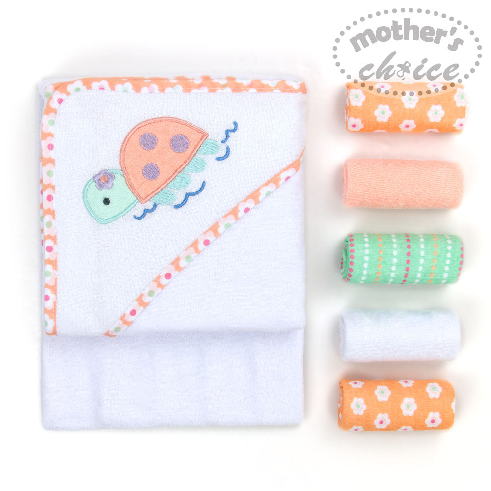 Mothers Choise Hooded Towel + 5 Face Cloth  - 2 Mothers Choice Yallatoys