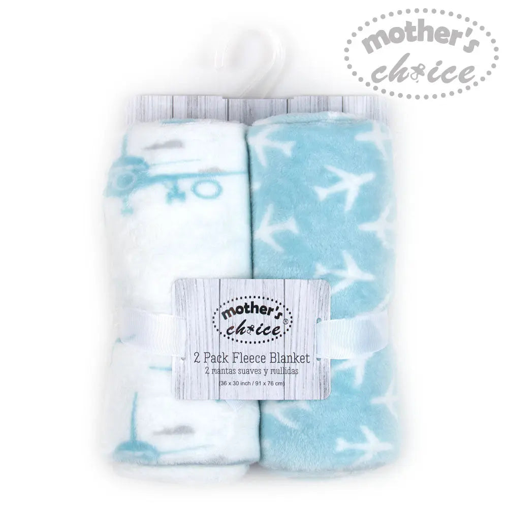 Mothers Choise Item::2 Pk Flannel Fleece Receiver Blue/Aeroplanes Mothers Choice Yallatoys