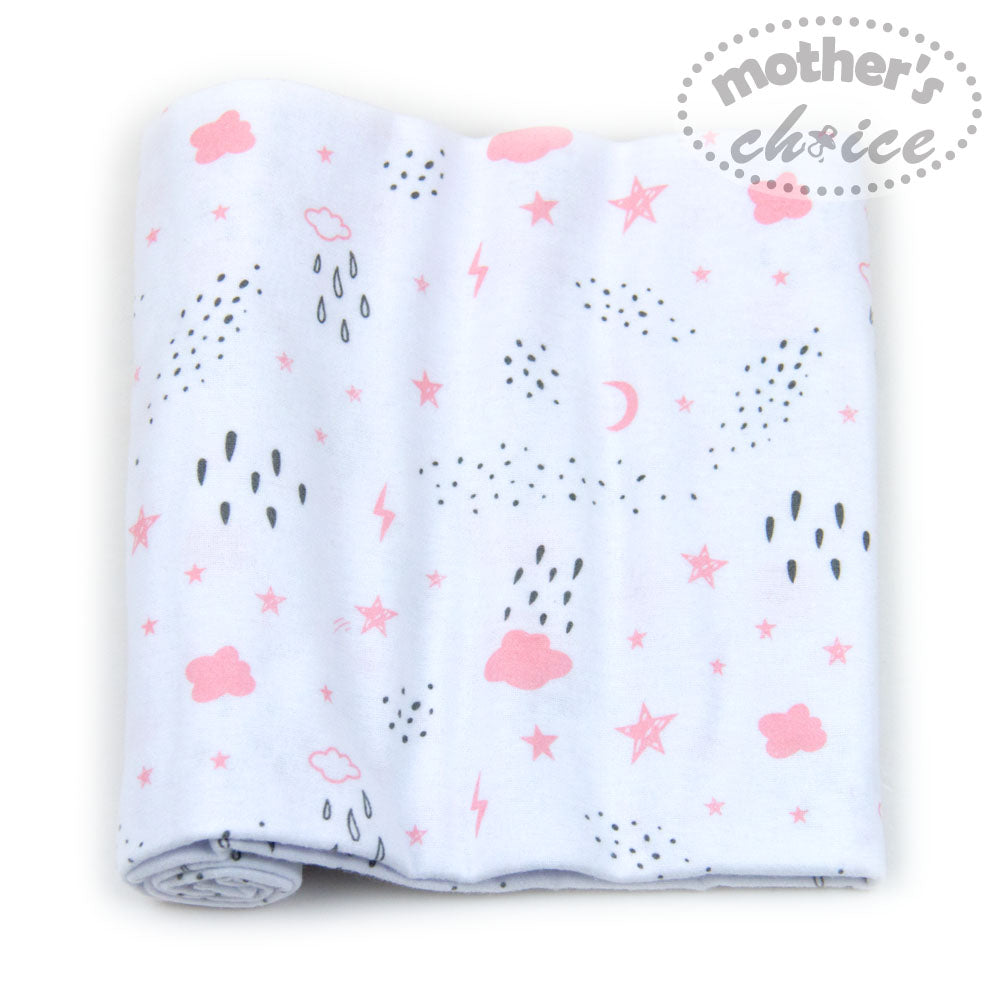 Mothers Choice 3Pk Flannel Receiver With Overlock Binding White Blue Mothers Choice Yallatoys